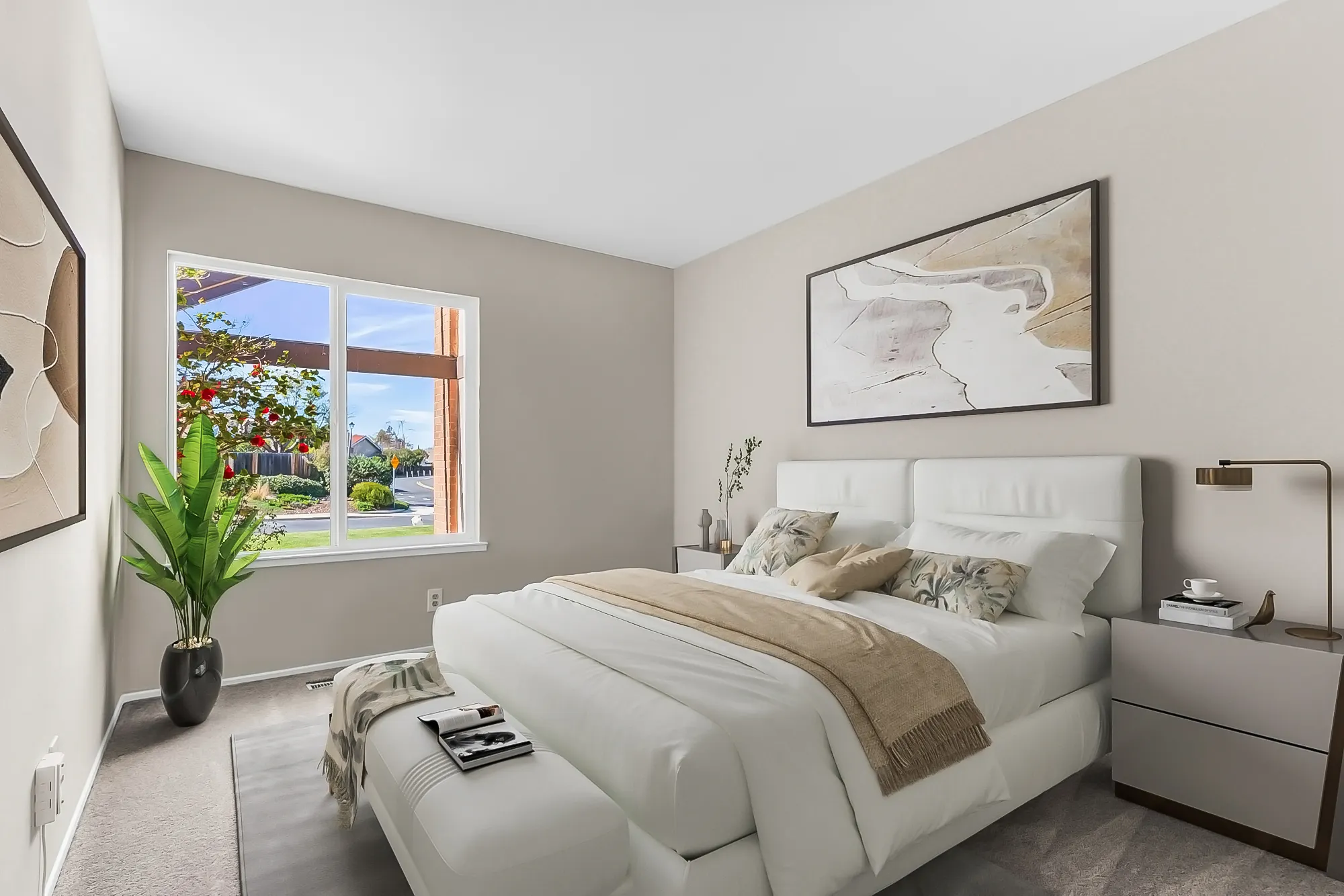 Empty living room shown before and after virtual staging